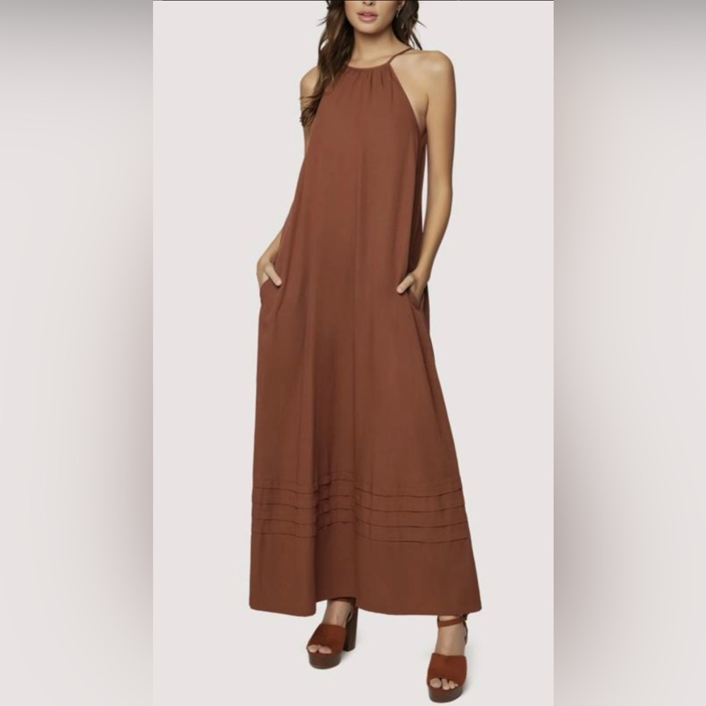 Lost + Wander Brown Sleeveless Halter Neck Sundress